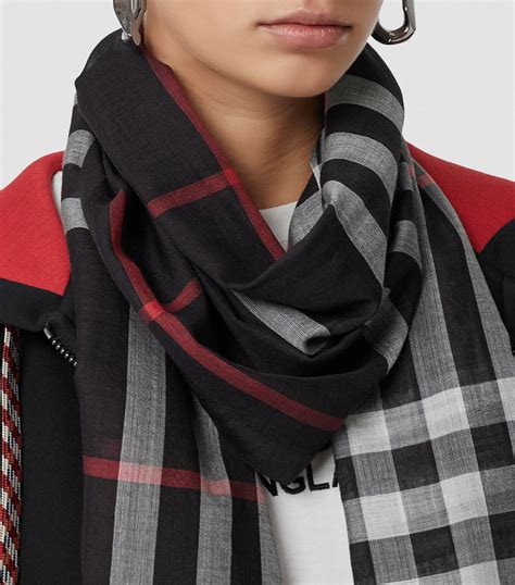 burberry giant check wool and silk lightweight gauze scarf|giant check wool scarf.